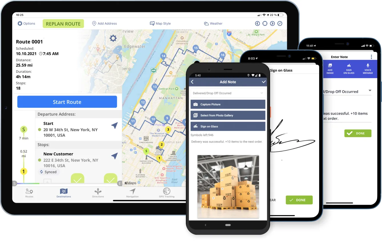 All optimized routes can be seen in one go with Optour